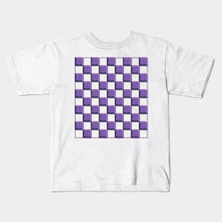 Geometric purple checkered 3D design Kids T-Shirt